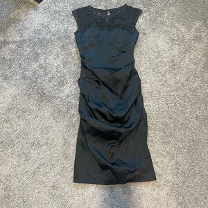 Xscape Black Satin Midi Dress